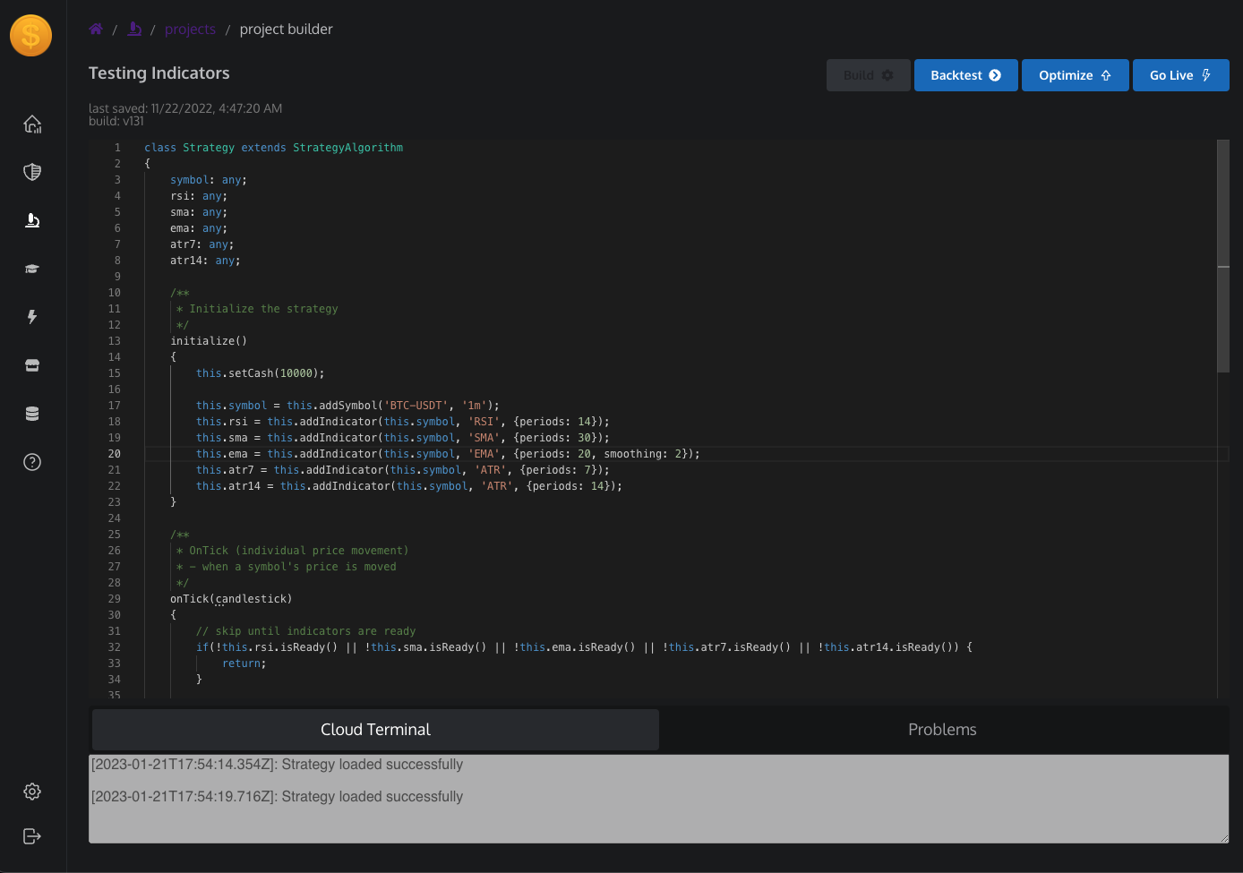 Strategy Code Editor